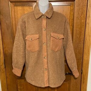 TALULAH “Chile Color block Teddy Sherpa Shacket” Full Button Down Size Small